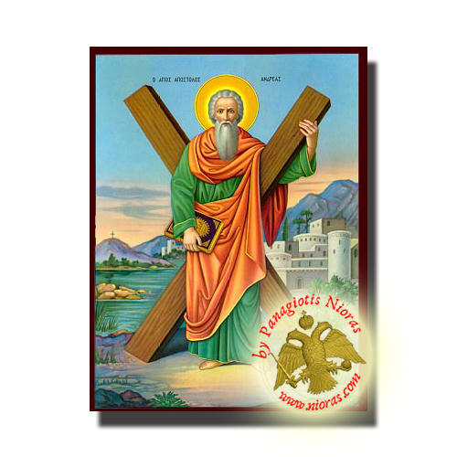 Saint Andrew Neoclassical Orthodox Wooden Icon